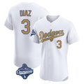 MATTH LA.Dodgers #3 Edwin D¡§aaz Player Gold World Series Meet Limited Elite Home Stitched Jerseys