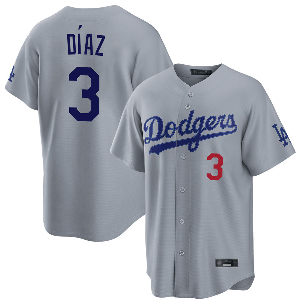 MATTH LA.Dodgers #3 Edwin D¡§aaz Player Gray Game Home Stitched Jerseys