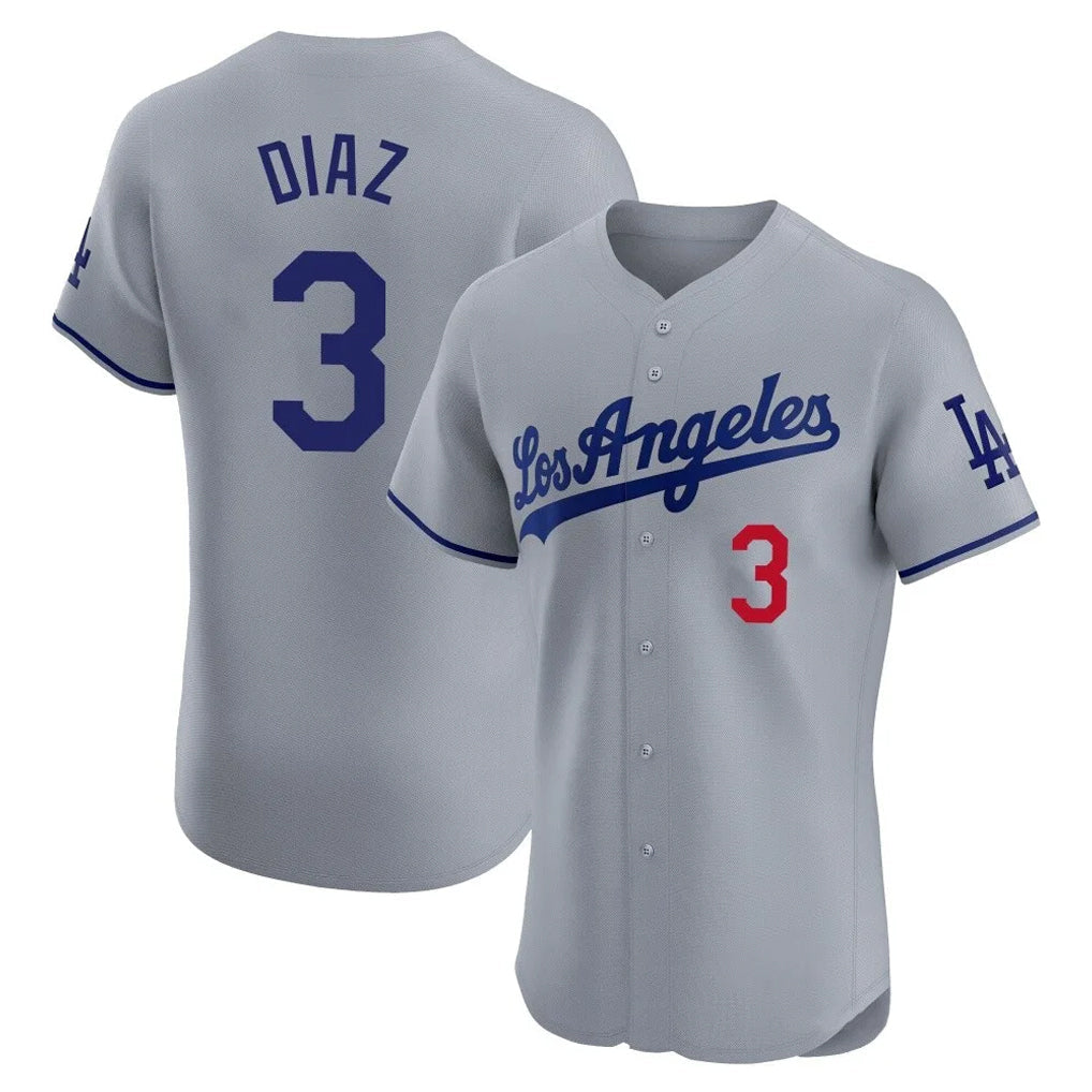 MATTH LA.Dodgers #3 Edwin D¡§aaz Player Gray Limited Elite Home Stitched Jerseys