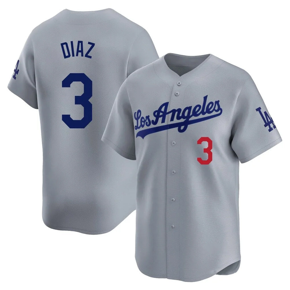 MATTH LA.Dodgers #3 Edwin D¡§aaz Player Gray Limited Home Stitched Jerseys