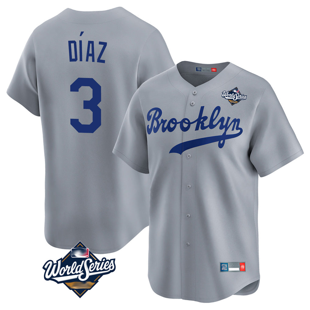 MATTH LA.Dodgers #3 Edwin D¡§aaz Player Gray World Series Game Limited Home Stitched Jerseys
