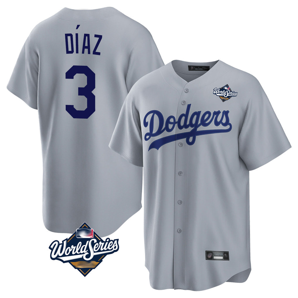 MATTH LA.Dodgers #3 Edwin D¡§aaz Player Gray World Series Game Stitched Jerseys