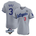 MATTH LA.Dodgers #3 Edwin D¡§aaz Player Gray World Series Limited Elite Home Stitched Jerseys