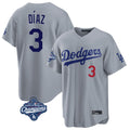 MATTH LA.Dodgers #3 Edwin D¡§aaz Player Gray World Series Meet Game Home Stitched Jerseys
