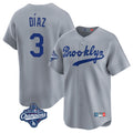 MATTH LA.Dodgers #3 Edwin D¡§aaz Player Gray World Series Meet Game Limited Home Stitched Jerseys