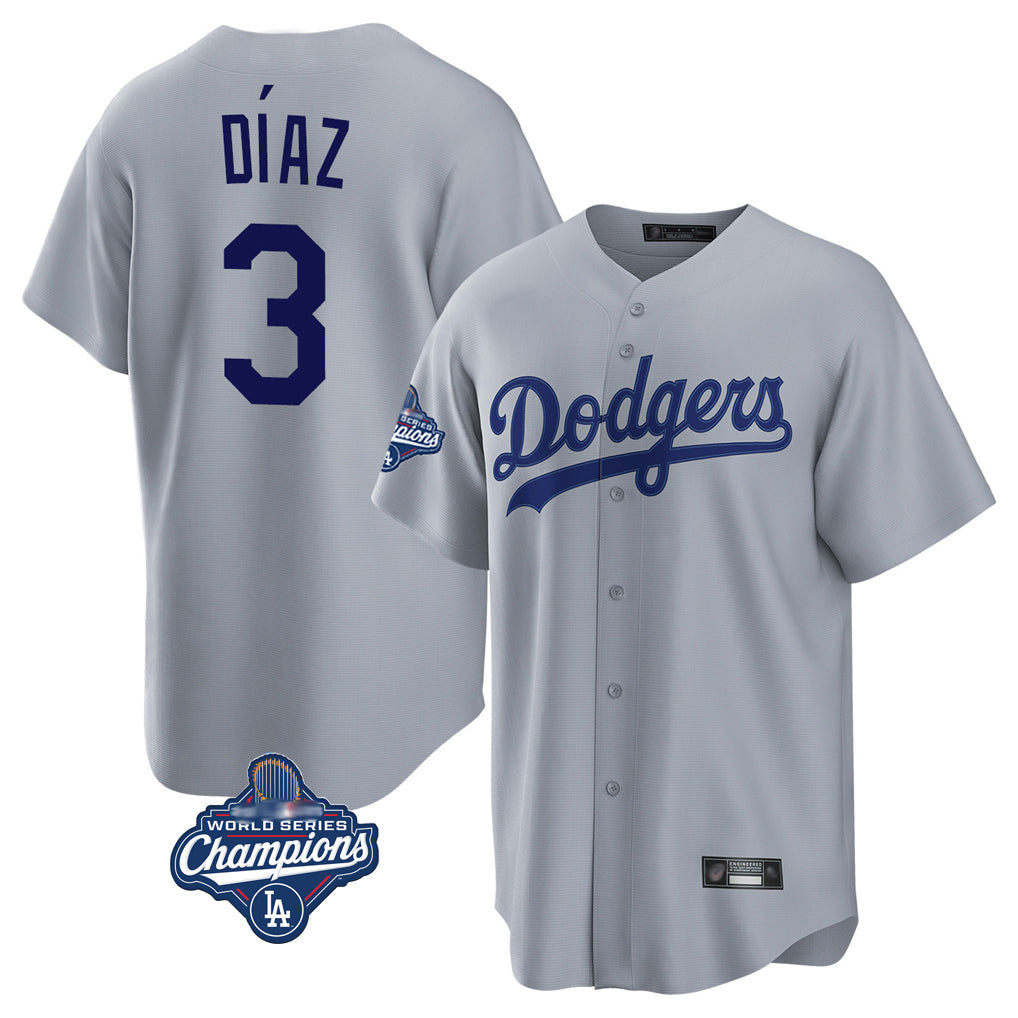 MATTH LA.Dodgers #3 Edwin D¡§aaz Player Gray World Series Meet Game Stitched Jerseys