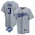 MATTH LA.Dodgers #3 Edwin D¡§aaz Player Gray World Series Meet Game Stitched Jerseys