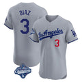 MATTH LA.Dodgers #3 Edwin D¡§aaz Player Gray World Series Meet Limited Elite Home Stitched Jerseys