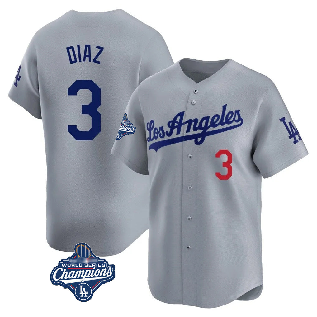 MATTH LA.Dodgers #3 Edwin D¡§aaz Player Gray World Series Meet Limited Home Stitched Jerseys