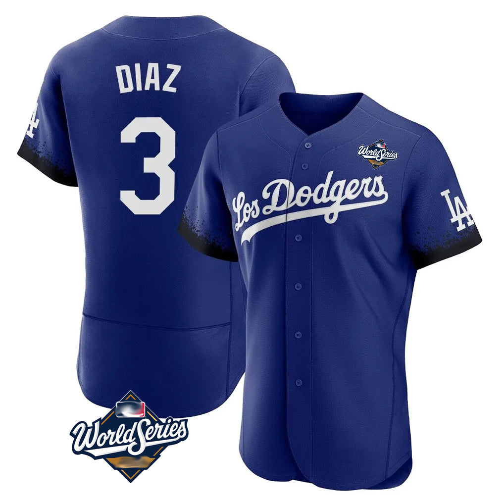 MATTH LA.Dodgers #3 Edwin D¡§aaz Player Royal World Series City Connect Elite Home Stitched Jerseys