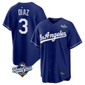 MATTH LA.Dodgers #3 Edwin D¡§aaz Player Royal World Series Game Stitched Jerseys
