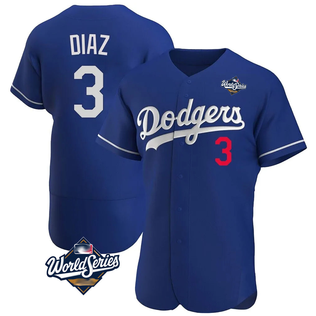 MATTH LA.Dodgers #3 Edwin D¡§aaz Player Royal World Series Limited Elite Home Stitched Jerseys