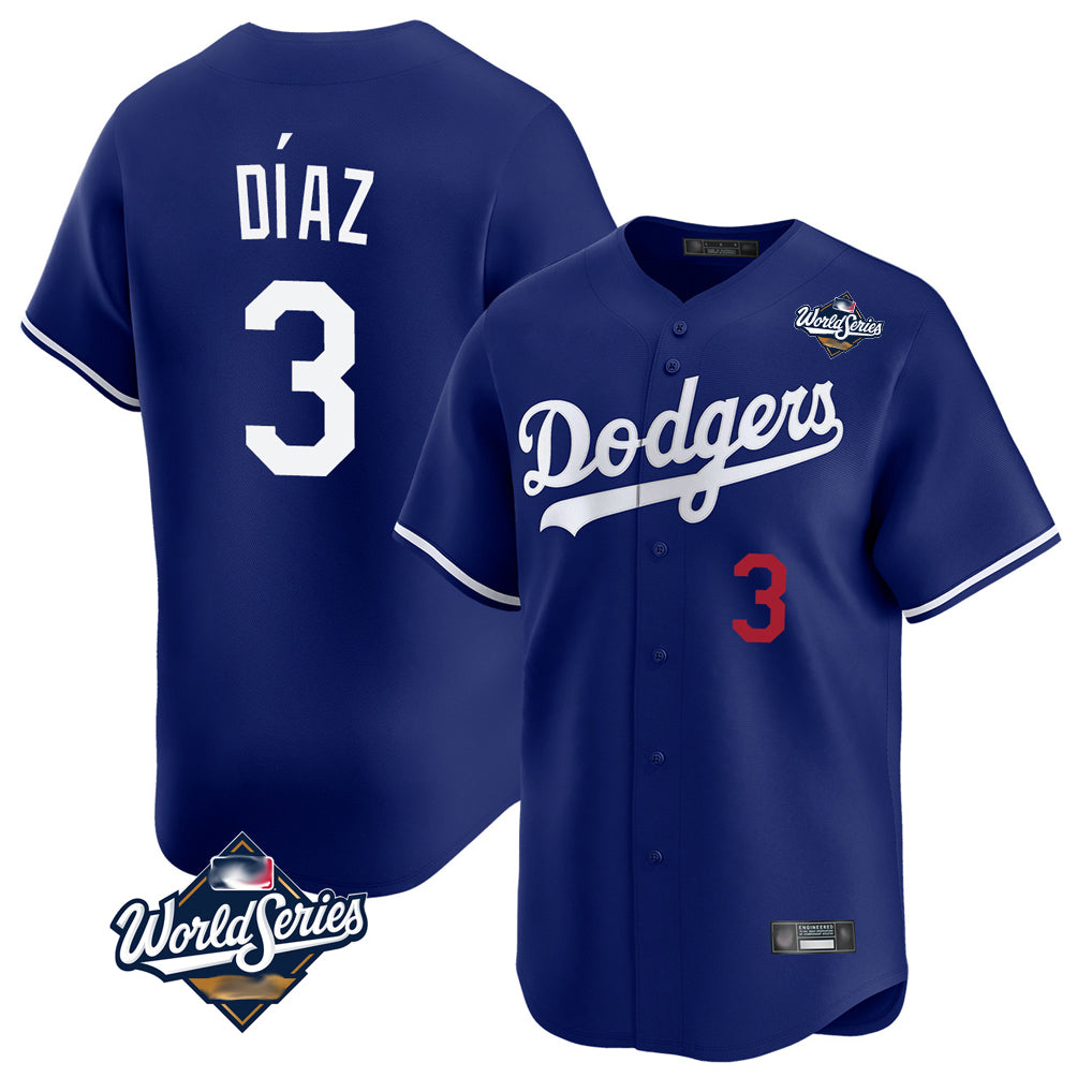 MATTH LA.Dodgers #3 Edwin D¡§aaz Player Royal World Series Limited Home Stitched Jerseys