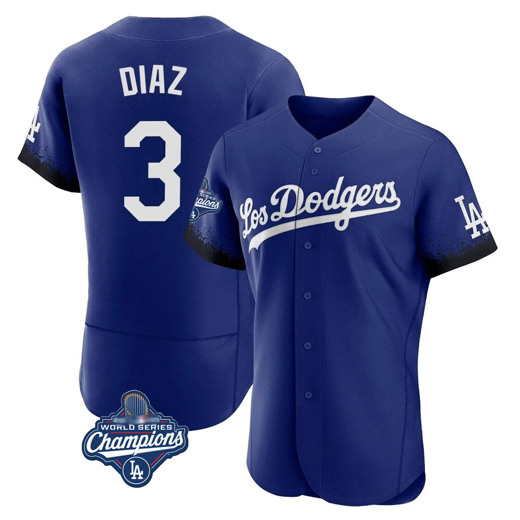 MATTH LA.Dodgers #3 Edwin D¡§aaz Player Royal World Series Meet City Connect Elite Home Stitched Jerseys