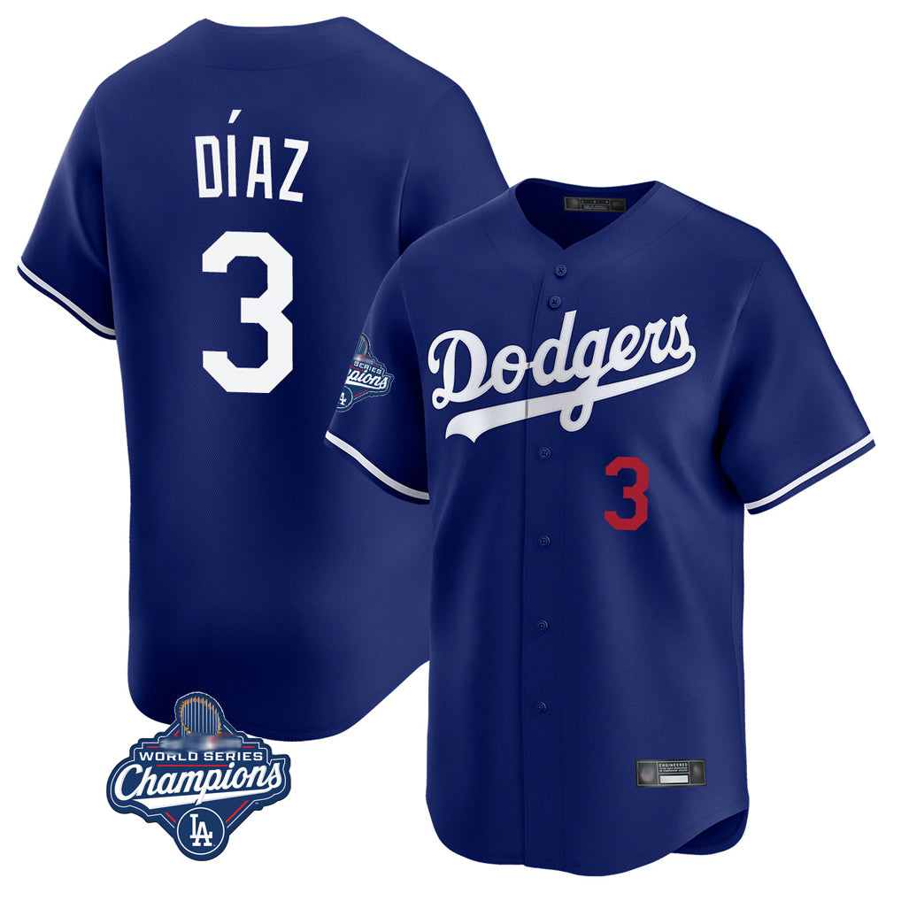MATTH LA.Dodgers #3 Edwin D¡§aaz Player Royal World Series Meet Limited Home Stitched Jerseys
