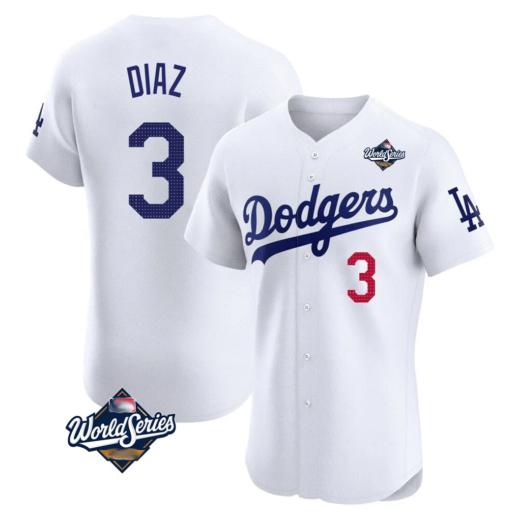 MATTH LA.Dodgers #3 Edwin D¡§aaz Player White World Series Limited Elite Home Stitched Jerseys