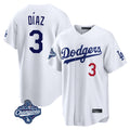 MATTH LA.Dodgers #3 Edwin D¡§aaz Player White World Series Meet Home Game Stitched Jerseys