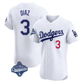 MATTH LA.Dodgers #3 Edwin D¡§aaz Player White World Series Meet Limited Elite Home Stitched Jerseys