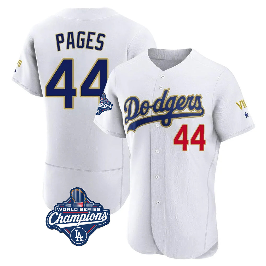 MATTH LA.Dodgers #44 Andy Pages Player Gold White World Series Meet 2026 Collection Stadium Limited Elite Stitched Jerseys