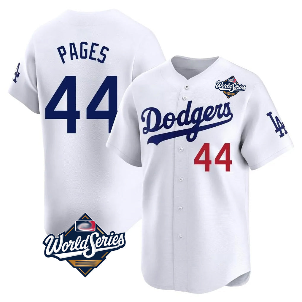 MATTH LA.Dodgers #44 Andy Pages Player White World Series Limited Home Stitched Jerseys