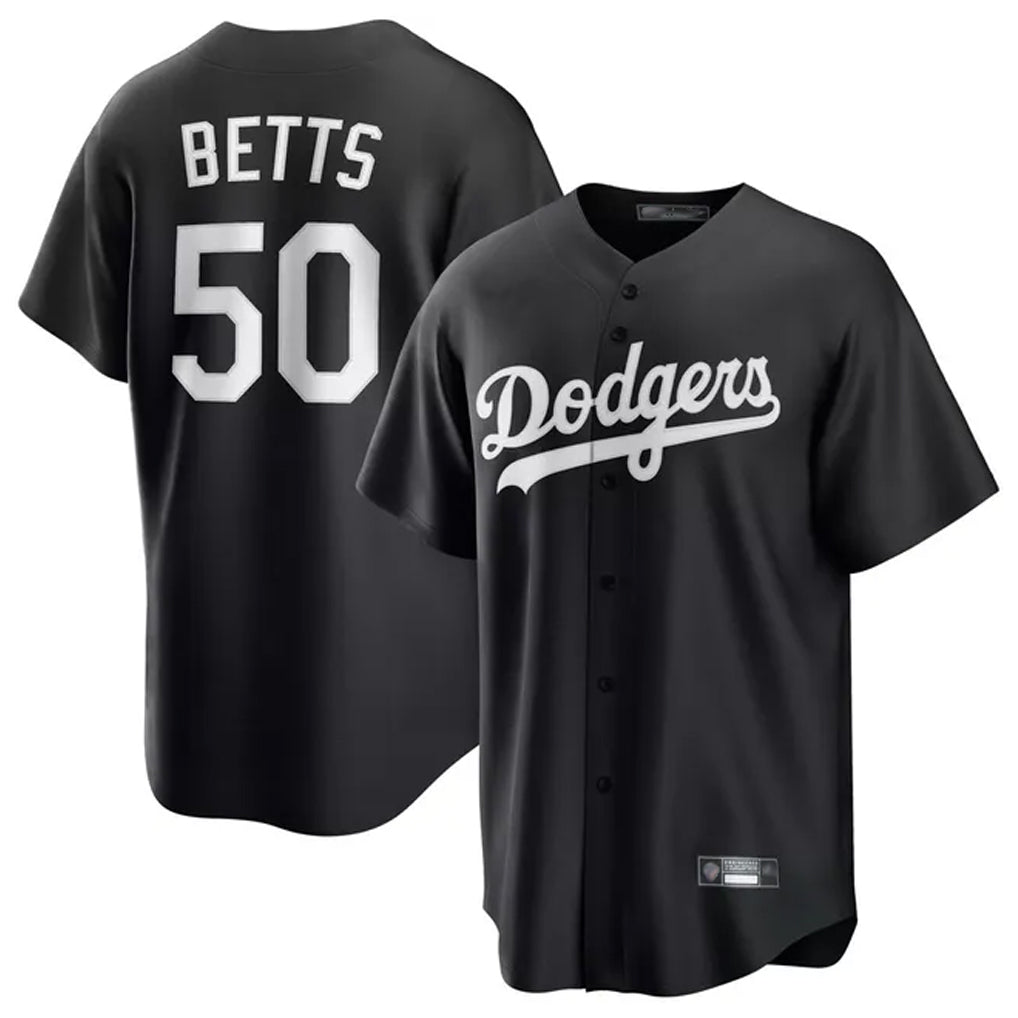 MATTH LA.Dodgers #50 Mookie Betts Player Black Carbon Limited Game Stitched Jerseys
