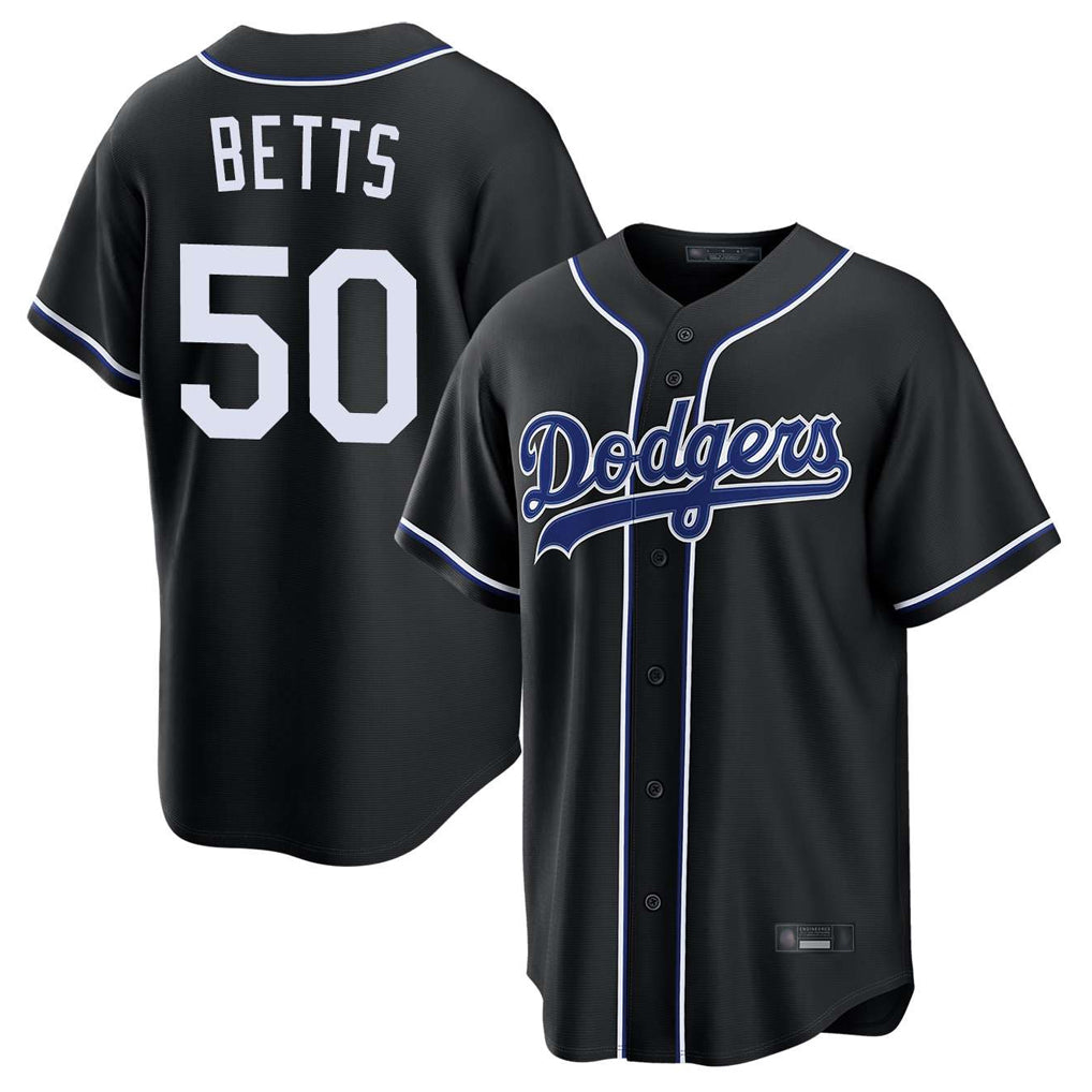 MATTH LA.Dodgers #50 Mookie Betts Player Black Carbon Limited Home Stitched Jerseys