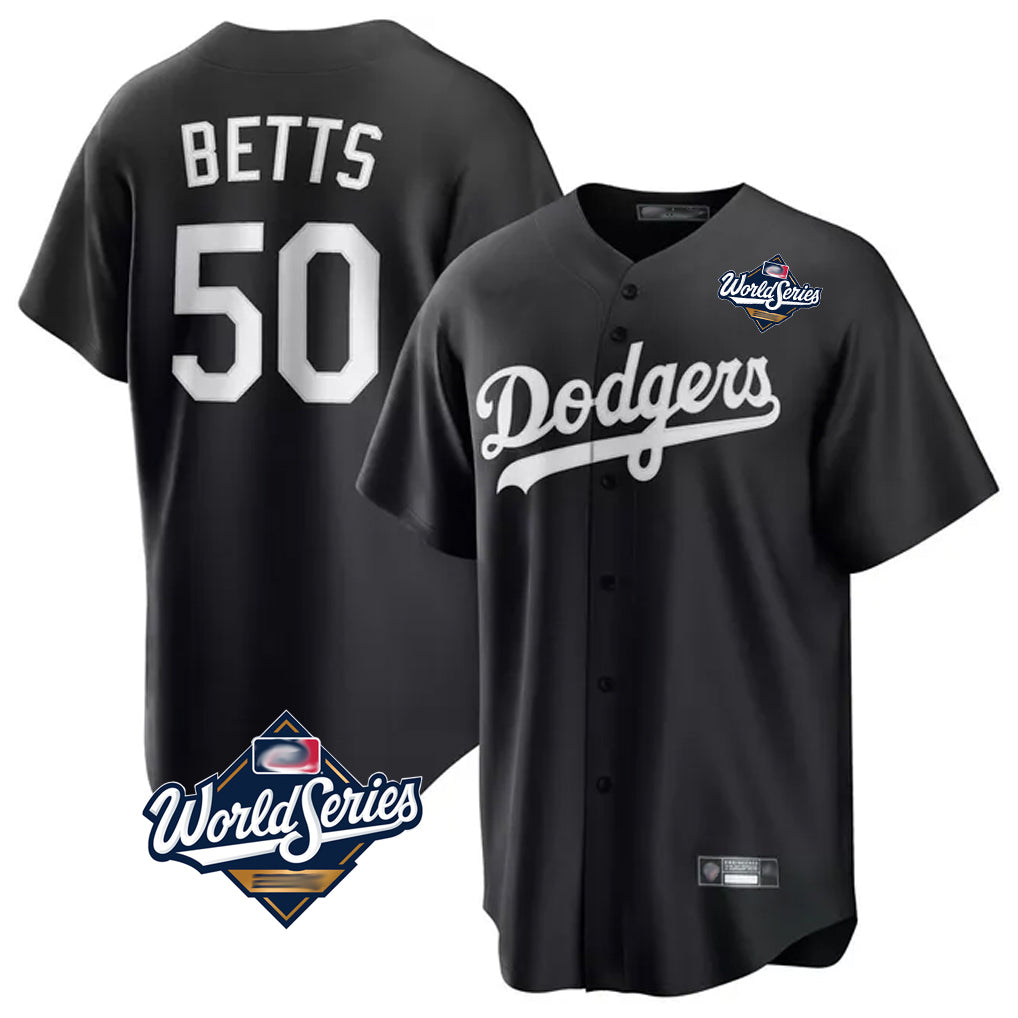 MATTH LA.Dodgers #50 Mookie Betts Player Black World Series Carbon Limited Game Stitched Jerseys