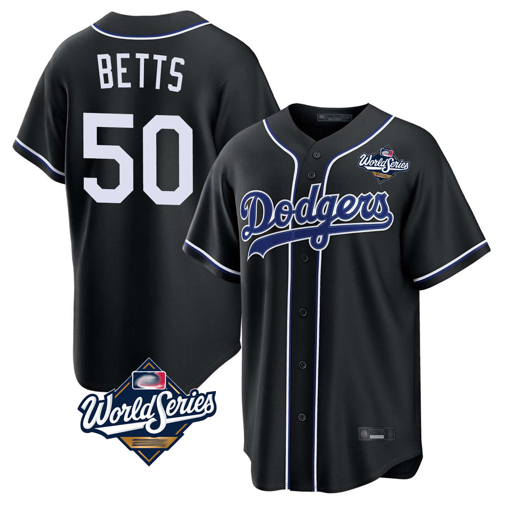 MATTH LA.Dodgers #50 Mookie Betts Player Black World Series Carbon Limited Home Stitched Jerseys