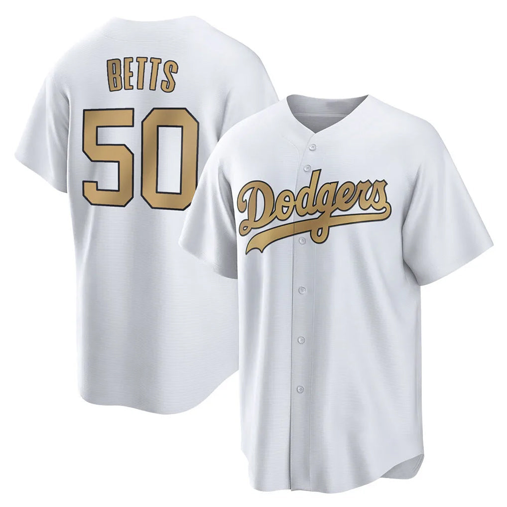 MATTH LA.Dodgers #50 Mookie Betts Player Gold Collection Limited Home Stitched Jerseys