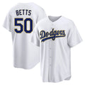 MATTH LA.Dodgers #50 Mookie Betts Player Gold White 2026 Collection Stadium Game Stitched Jerseys