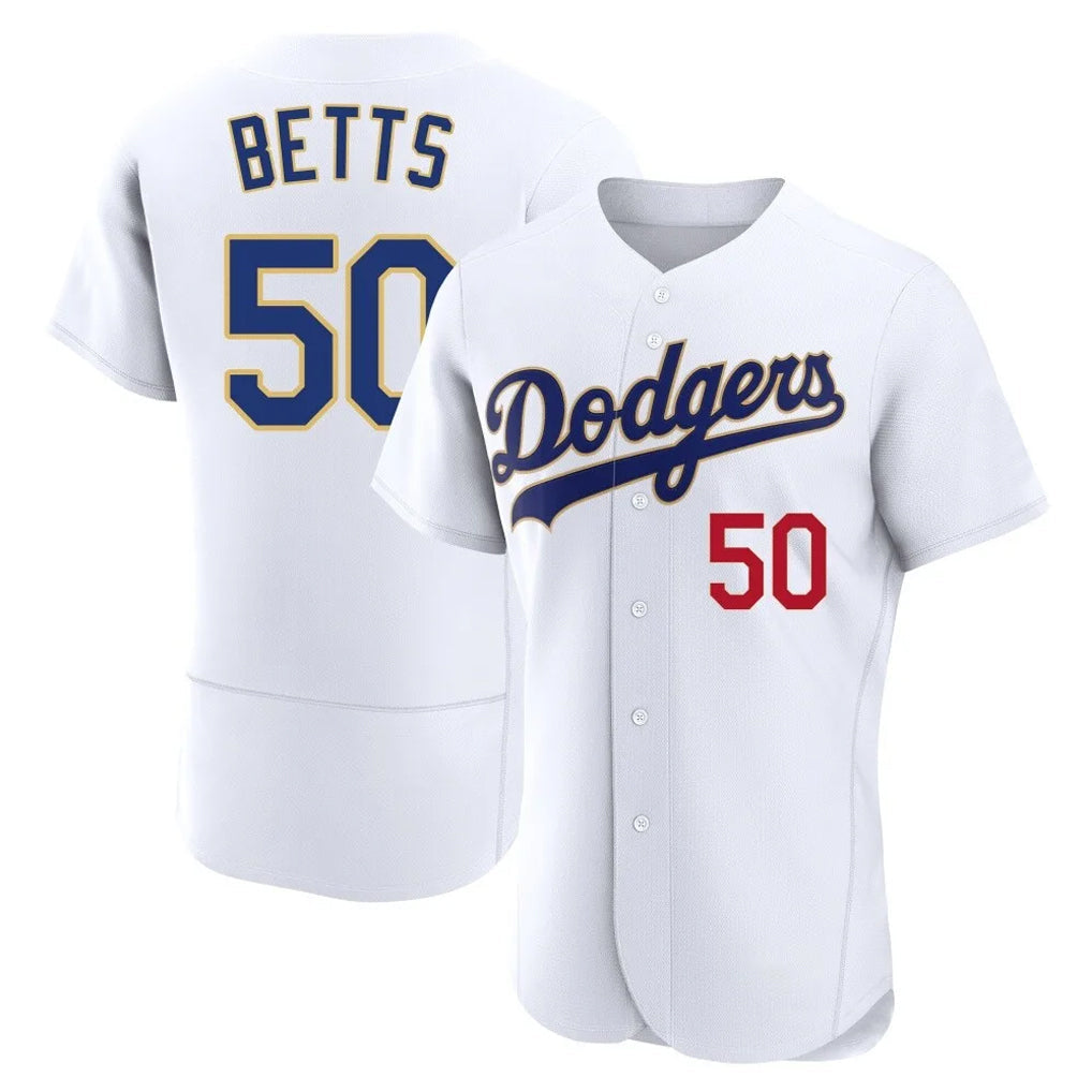 MATTH LA.Dodgers #50 Mookie Betts Player Gold White 2026 Collection Stadium Limited Elite Stitched Jerseys
