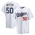 MATTH LA.Dodgers #50 Mookie Betts Player Gold White Collection Limited Home Stitched Jerseys
