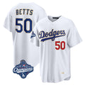 MATTH LA.Dodgers #50 Mookie Betts Player Gold White World Series Meet Collection Limited Home Stitched Jerseys