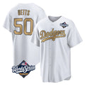 MATTH LA.Dodgers #50 Mookie Betts Player Gold World Series Collection Limited Home Stitched Jerseys