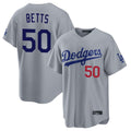 MATTH LA.Dodgers #50 Mookie Betts Player Gray Game Home Stitched Jerseys