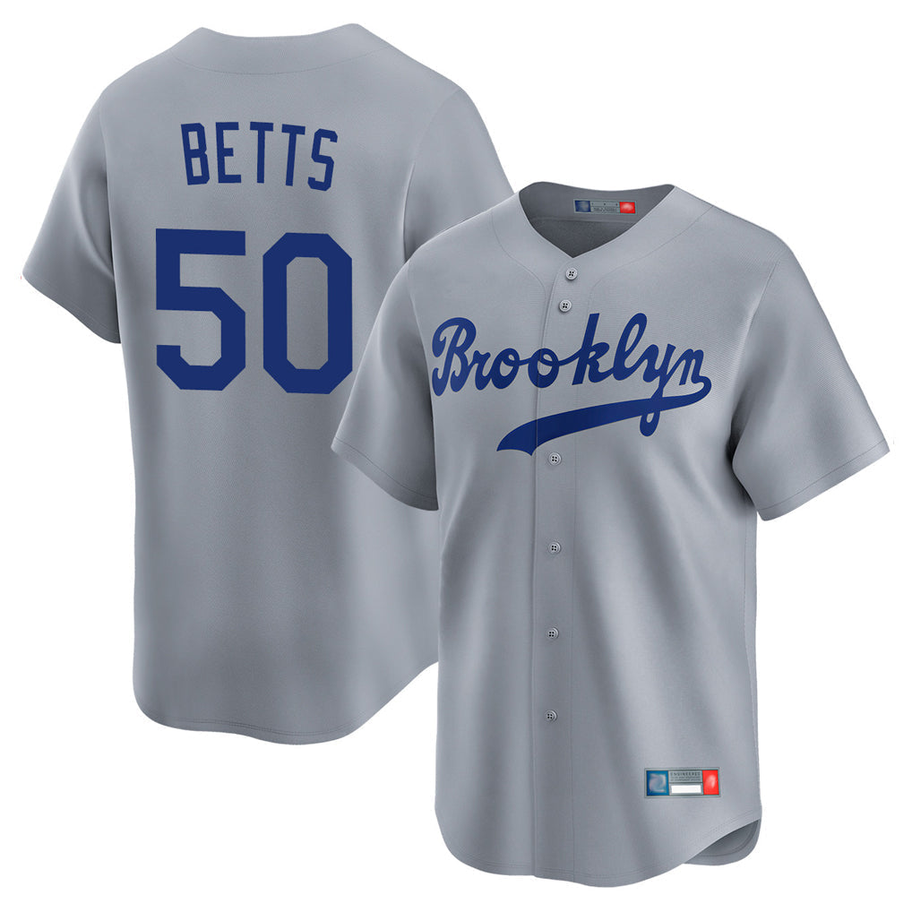MATTH LA.Dodgers #50 Mookie Betts Player Gray Game Limited Home Stitched Jerseys