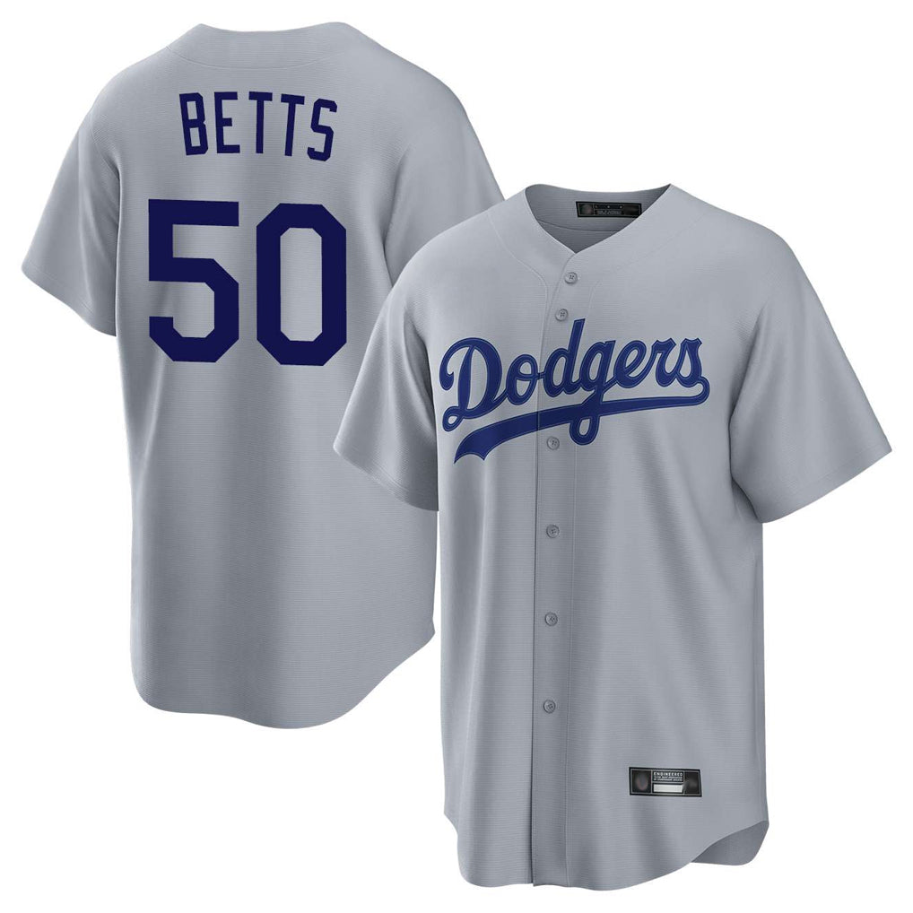 MATTH LA.Dodgers #50 Mookie Betts Player Gray Game Stitched Jerseys