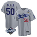 MATTH LA.Dodgers #50 Mookie Betts Player Gray World Series Game Home Stitched Jerseys