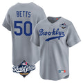 MATTH LA.Dodgers #50 Mookie Betts Player Gray World Series Game Limited Home Stitched Jerseys