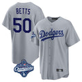 MATTH LA.Dodgers #50 Mookie Betts Player Gray World Series Meet Game Stitched Jerseys