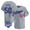 MATTH LA.Dodgers #50 Mookie Betts Player Gray World Series Meet Limited Home Stitched Jerseys