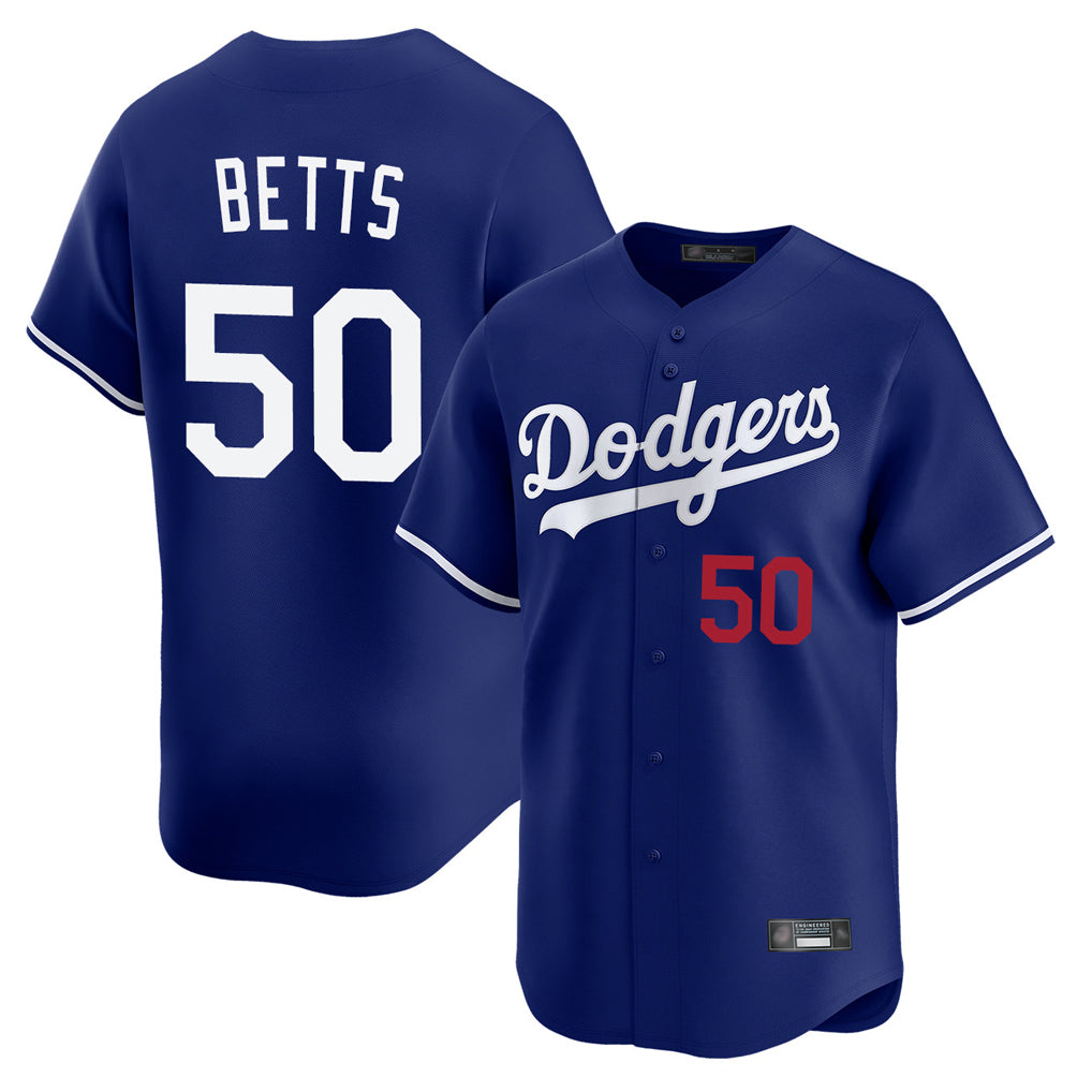 MATTH LA.Dodgers #50 Mookie Betts Player Royal Limited Home Stitched Jerseys