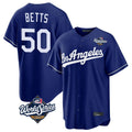 MATTH LA.Dodgers #50 Mookie Betts Player Royal World Series Game Stitched Jerseys