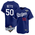 MATTH LA.Dodgers #50 Mookie Betts Player Royal World Series Limited Home Stitched Jerseys