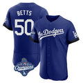 MATTH LA.Dodgers #50 Mookie Betts Player Royal World Series Meet City Connect Elite Home Stitched Jerseys