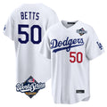 MATTH LA.Dodgers #50 Mookie Betts Player White World Series Home Game Stitched Jerseys