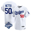 MATTHLA.Dodgers #50 Mookie Betts Player White World Series Meet Limited Home Stitched Jerseys
