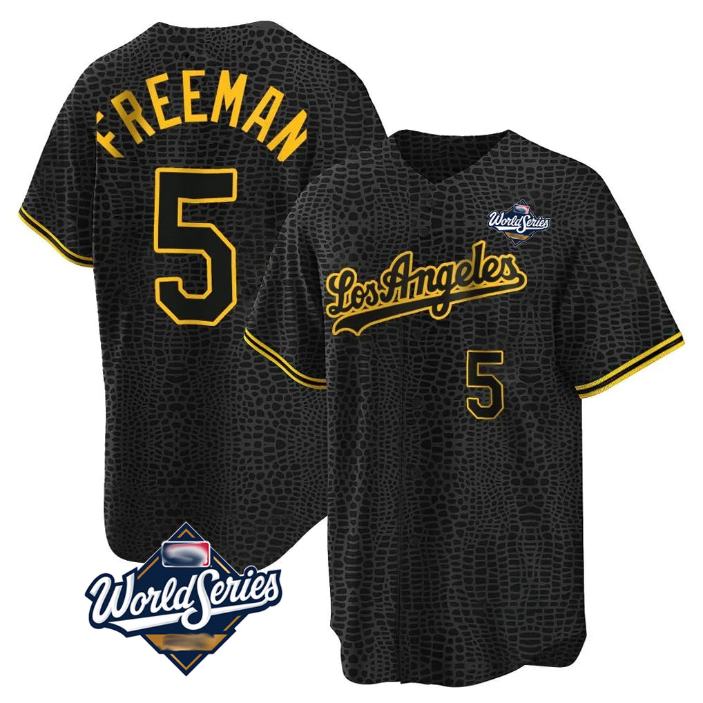 MATTH LA.Dodgers #5 Freddie Freeman Player Black Gold World Series Limited Home Stitched Jerseys