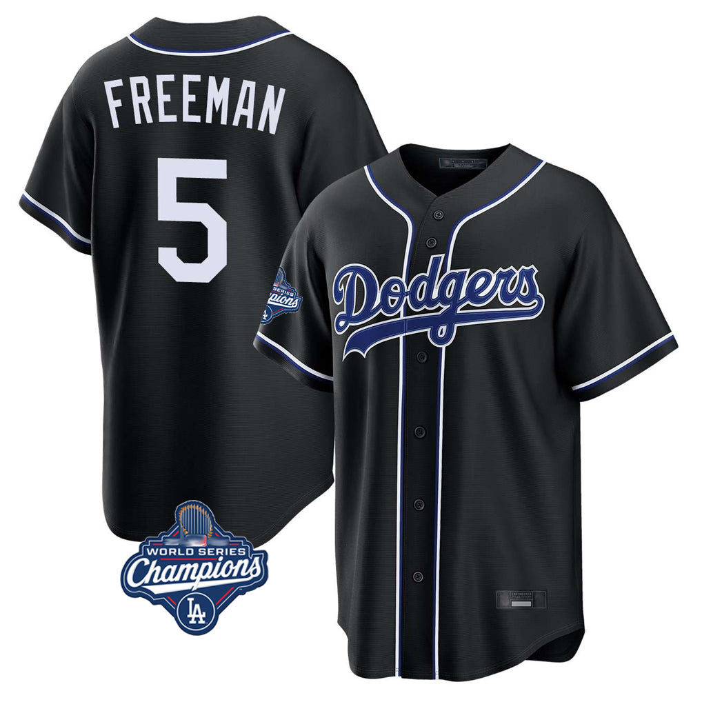 MATTH LA.Dodgers #5 Freddie Freeman Player Black World Series Meet Carbon Limited Home Stitched Jerseys