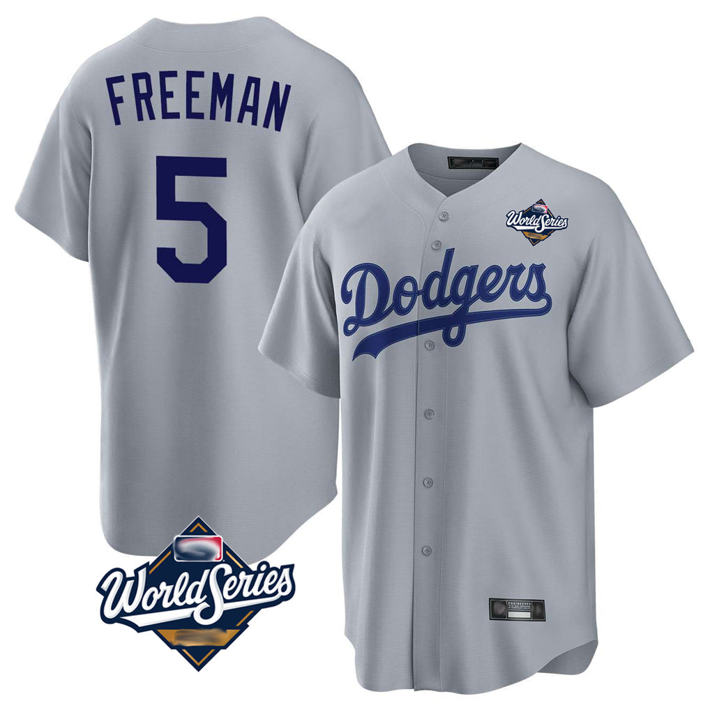 MATTH LA.Dodgers #5 Freddie Freeman Player Gray World Series Game Stitched Jerseys